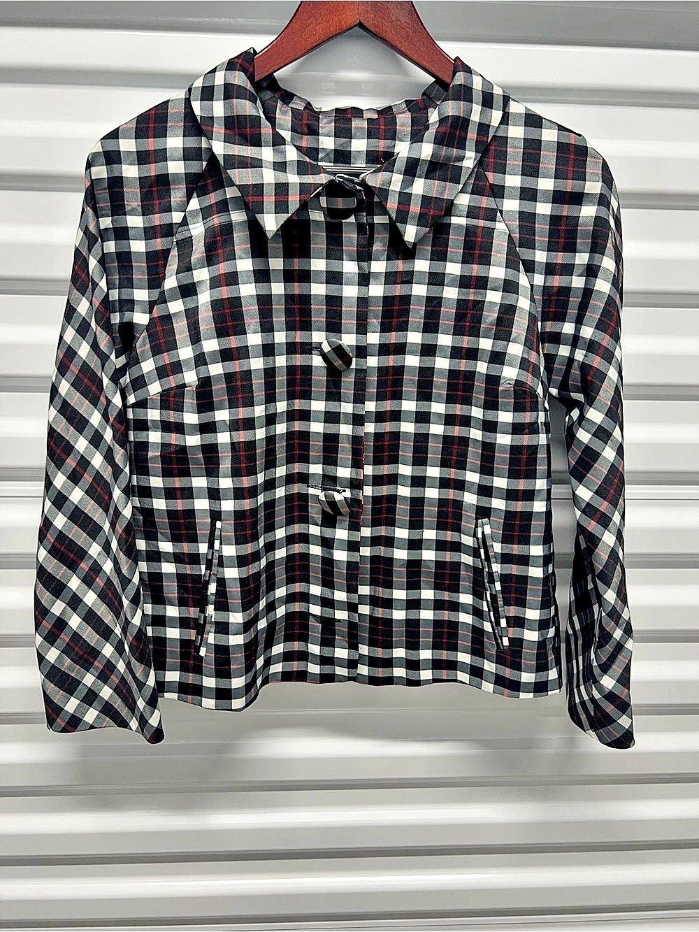 Plaid Utility Jacket in Black & White Like New